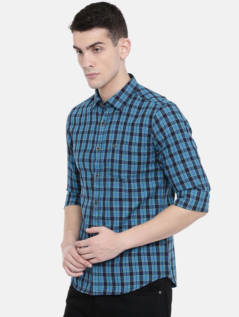blue checkered casual shirt - 16337757 - Standard Image - 1