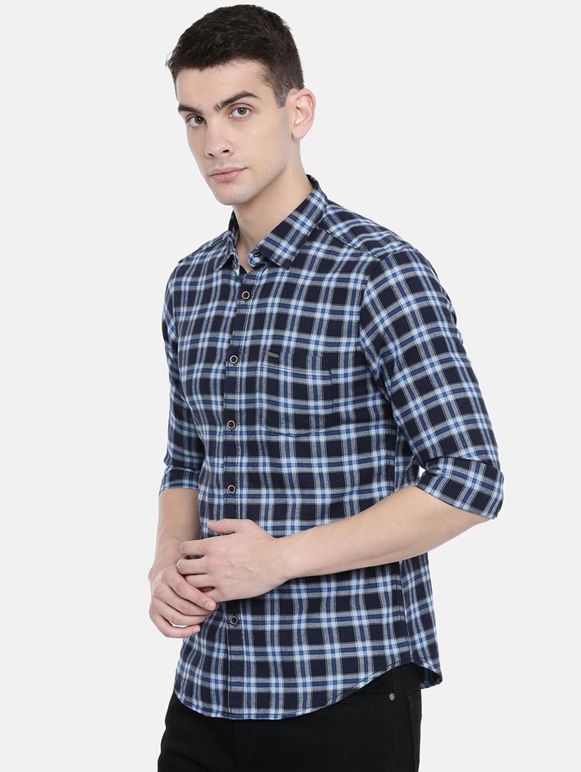blue checkered casual shirt - 16337759 - Standard Image - 1