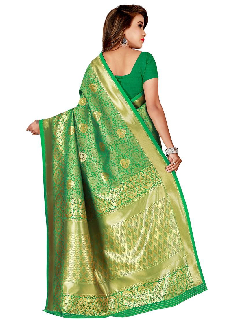 floral zari motif banarasi saree with blouse - 16339357 - Standard Image - 1