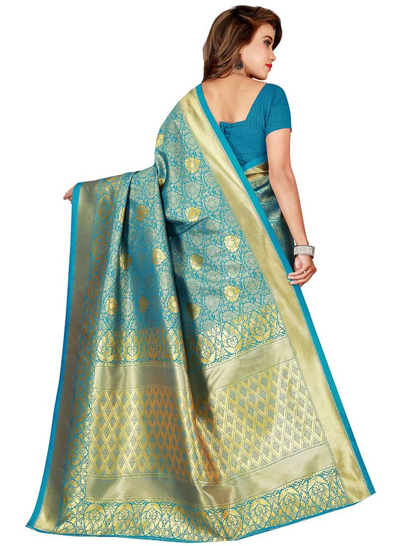 floral zari motif banarasi saree with blouse - 16339361 - Standard Image - 1