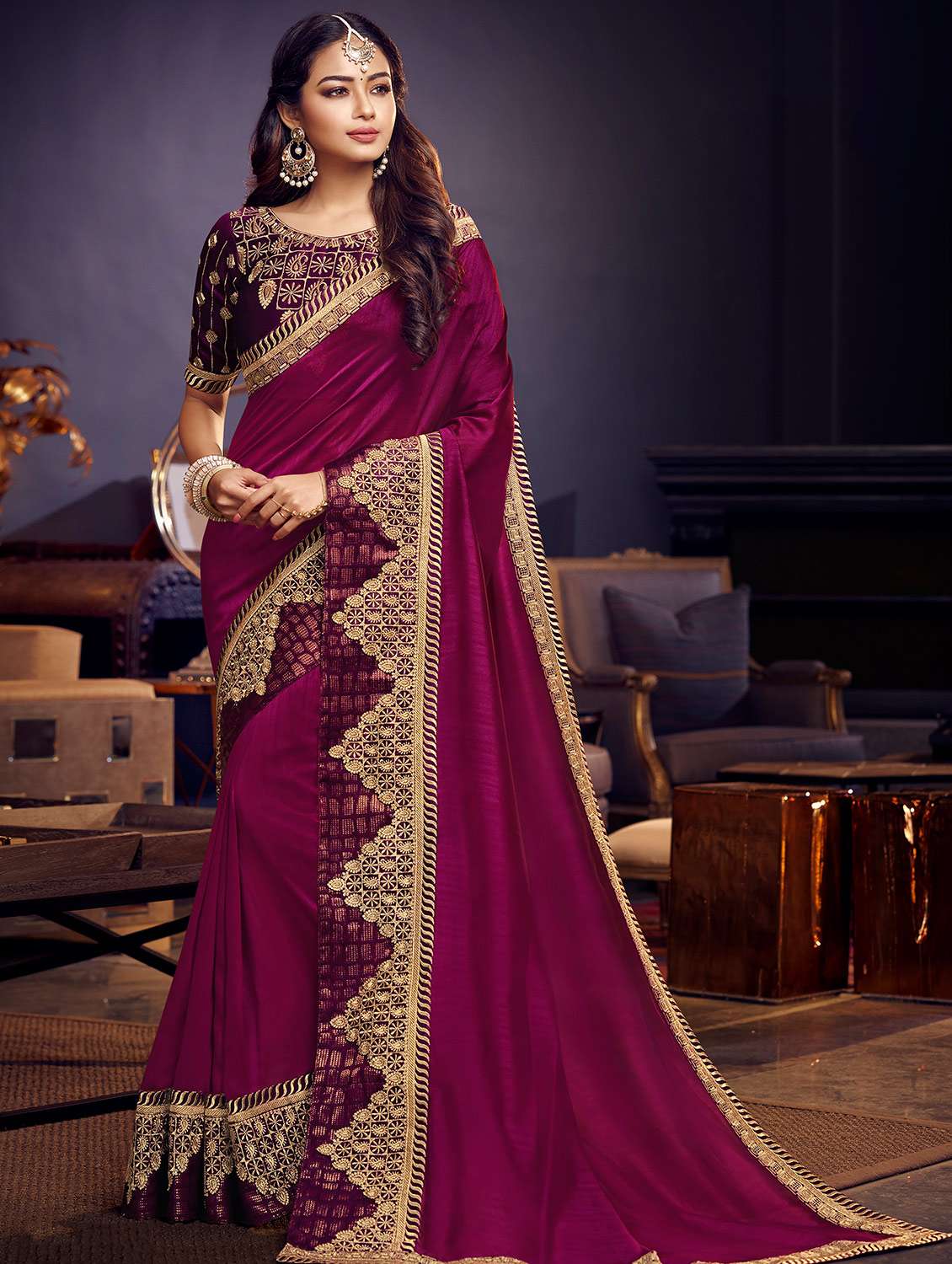 embroidered border saree with blouse