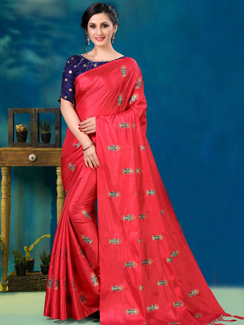 floral embroidered saree with blouse
