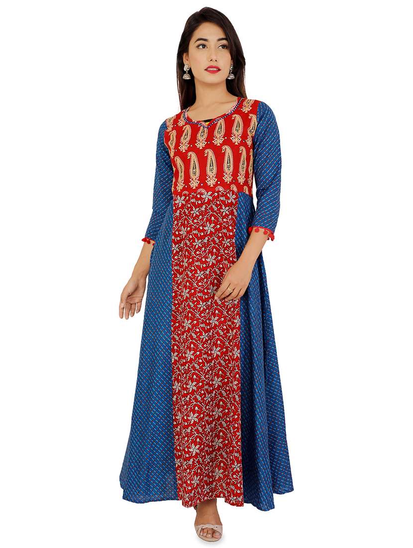 kalamkari printed flared kurta