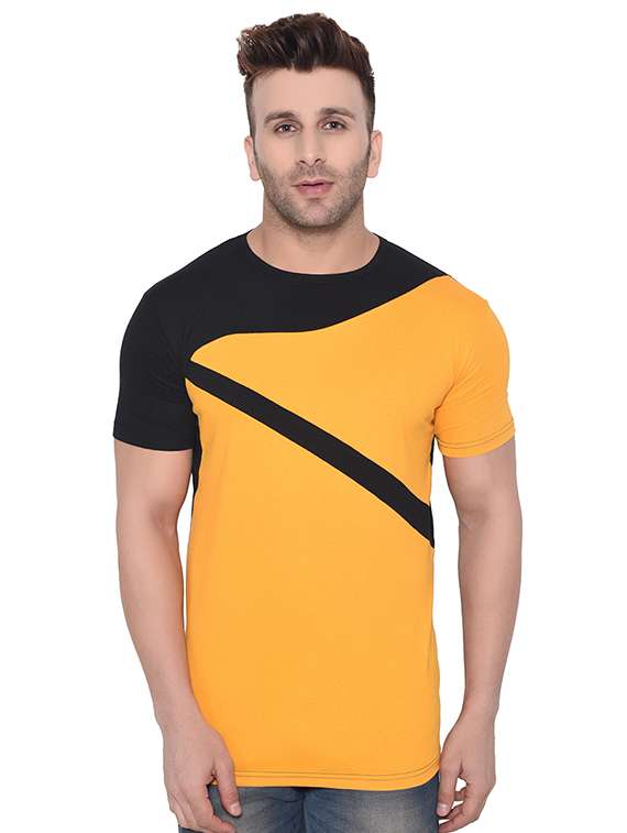 yellow color block t-shirt
