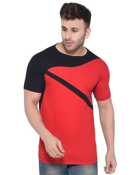 red color block t-shirt - 16341778 -  Standard Image - 0