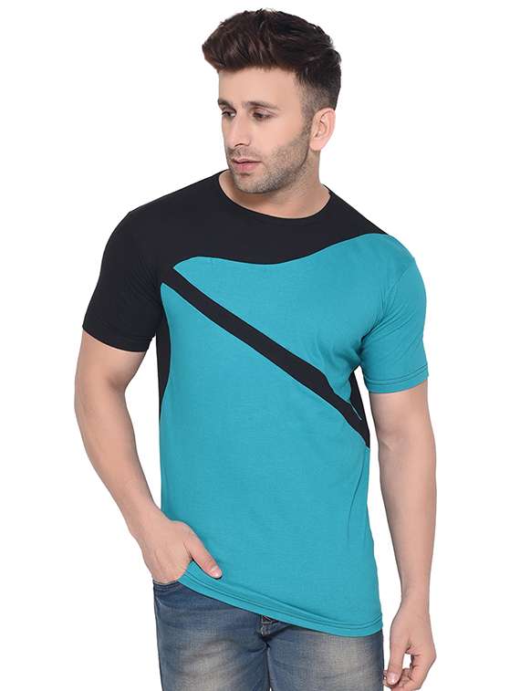 blue color block t-shirt