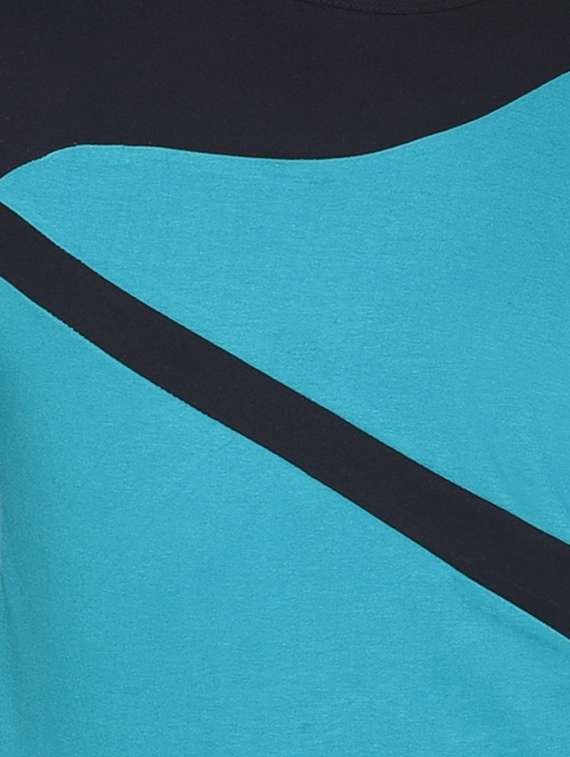 blue color block t-shirt - 16341781 - Standard Image - 4