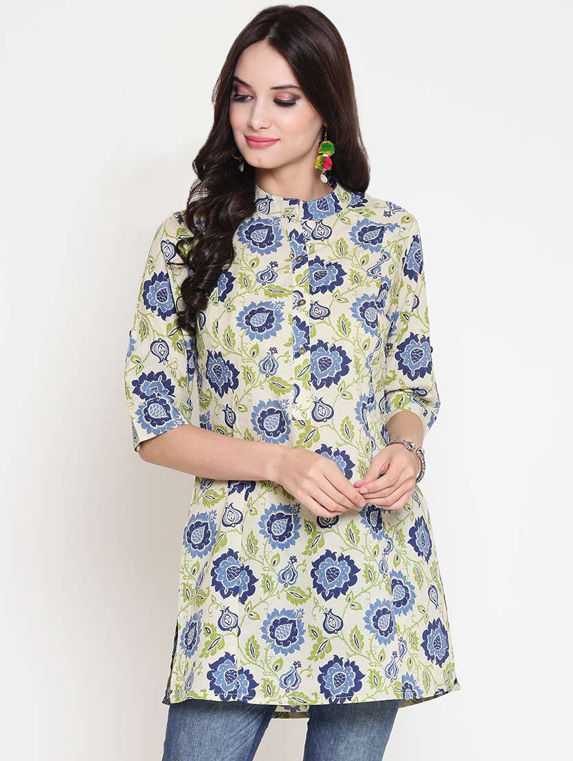 mandarin neck button detail tunic