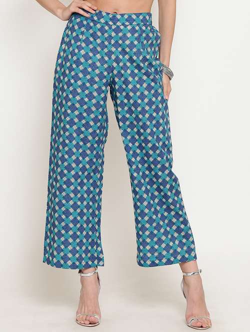 checkered printed cullottes palazzo - 16342781 - Standard Image - 0