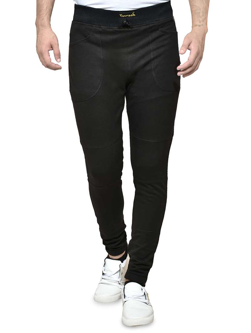 black solid track pant