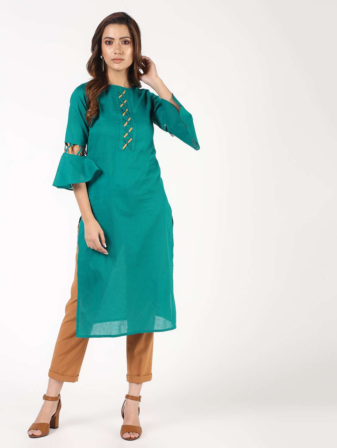 women round neck straight kurta