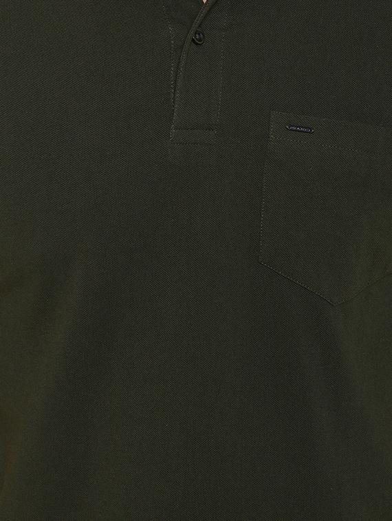 olive green solid polo t-shirt - 16345147 - Standard Image - 4
