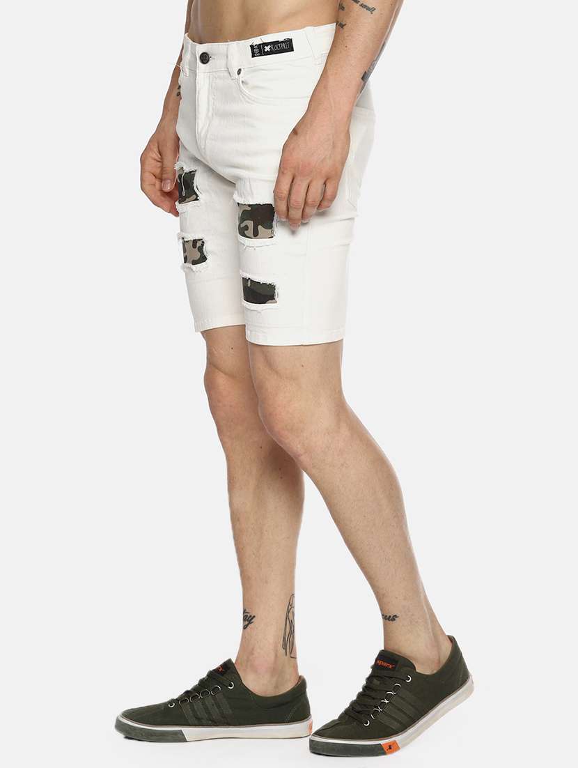 white camouflage patched shorts   - 16345294 -  Standard Image - 1