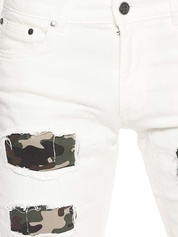 white camouflage patched shorts - 16345294 - Standard Image - 4