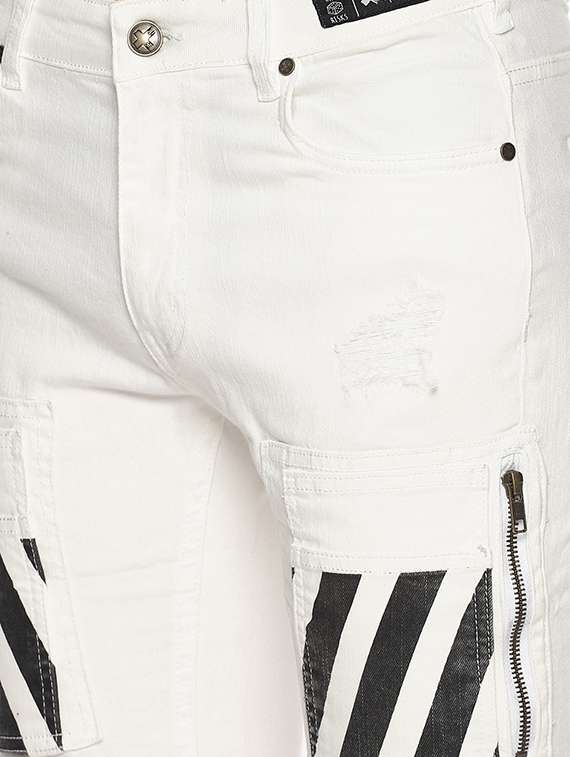 white striped patched shorts - 16345295 - Standard Image - 4