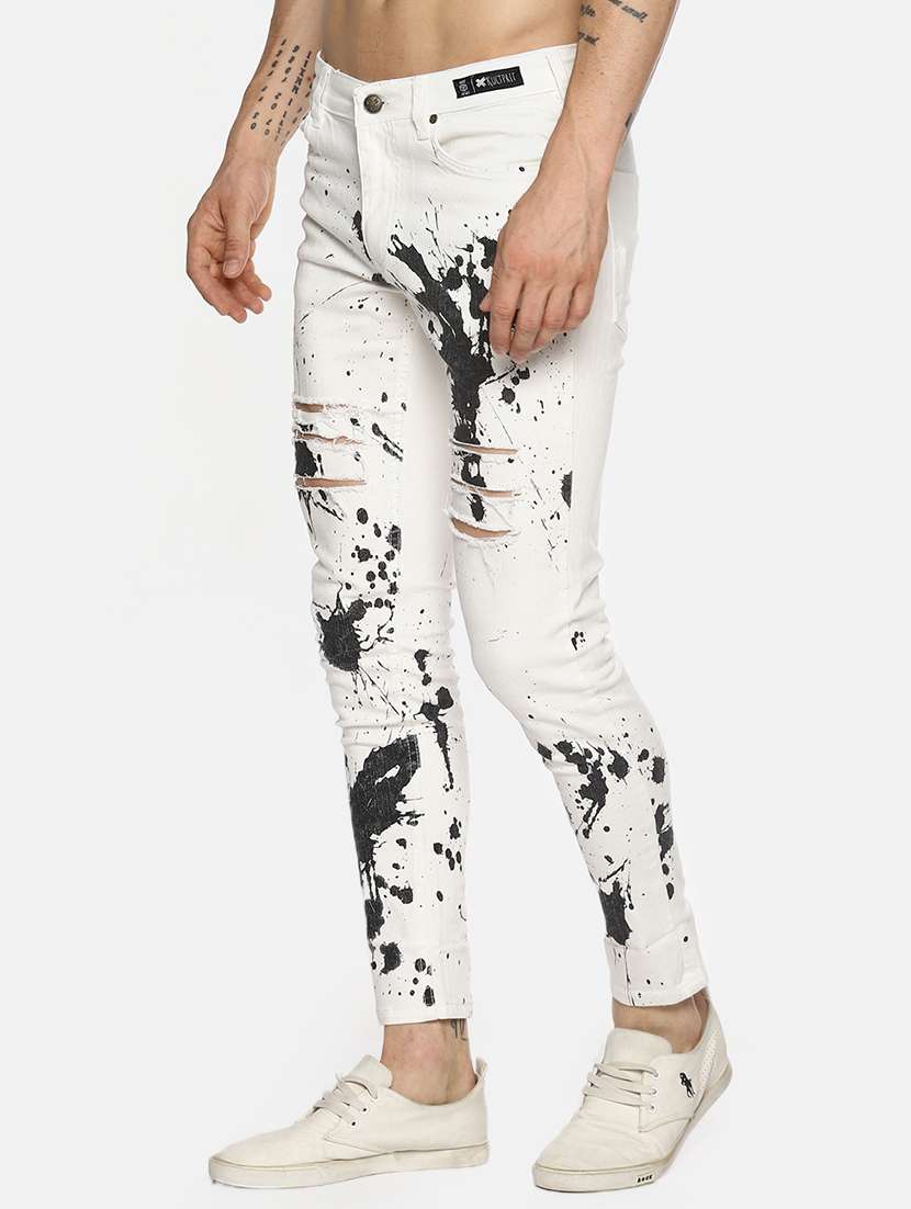 white printed distressed jeans - 16345305 -  Standard Image - 1