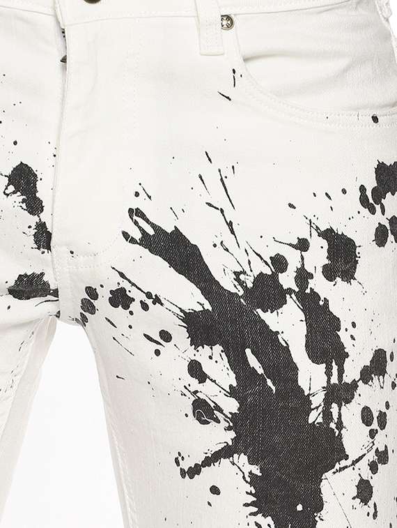 white printed distressed jeans - 16345305 - Standard Image - 4
