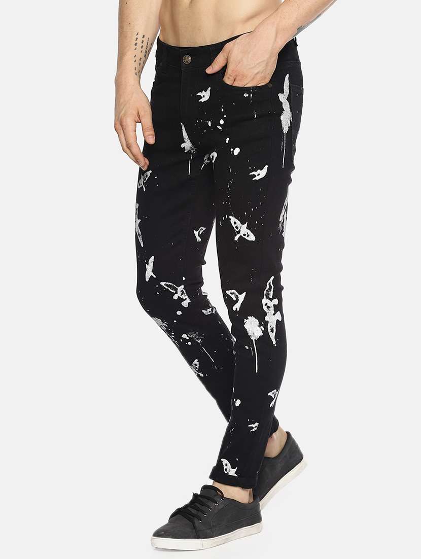 mens slim fit printed jeans - 16345306 - Standard Image - 1