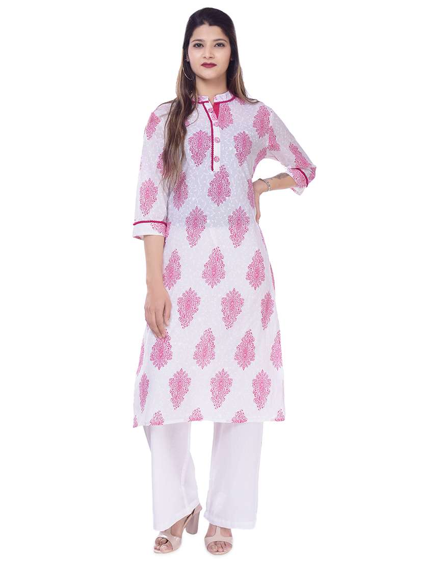 block print straight kurta