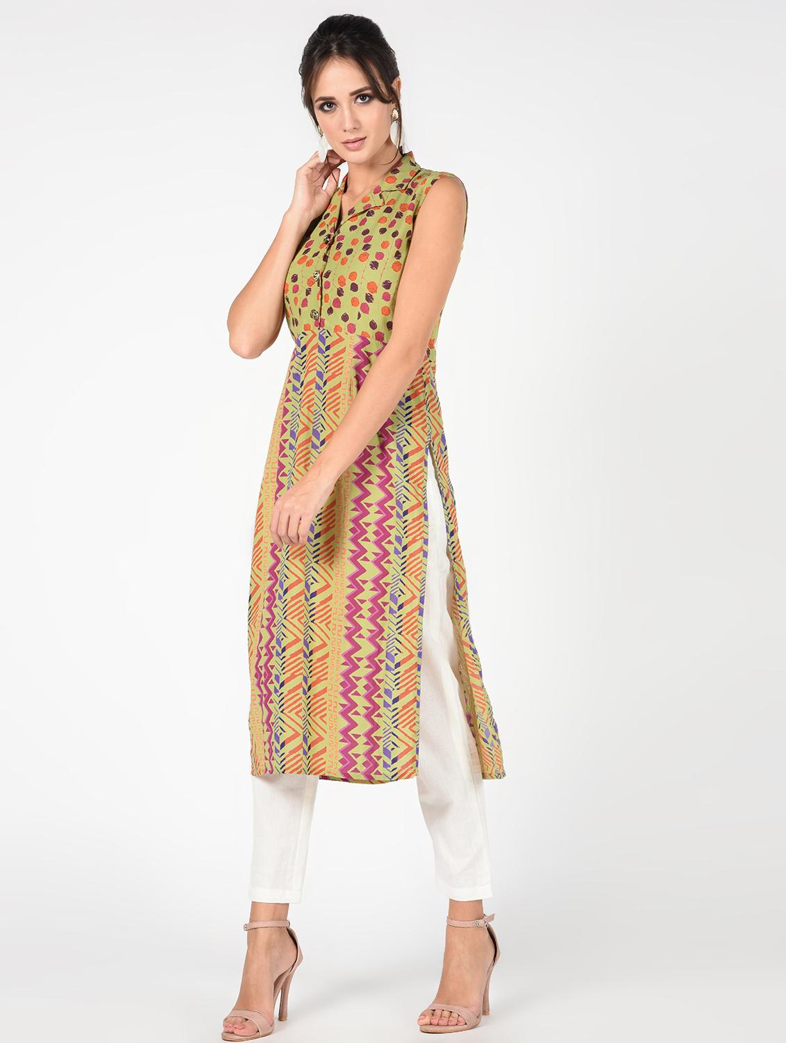 printed straight kurta pant set - 16346401 - Standard Image - 1