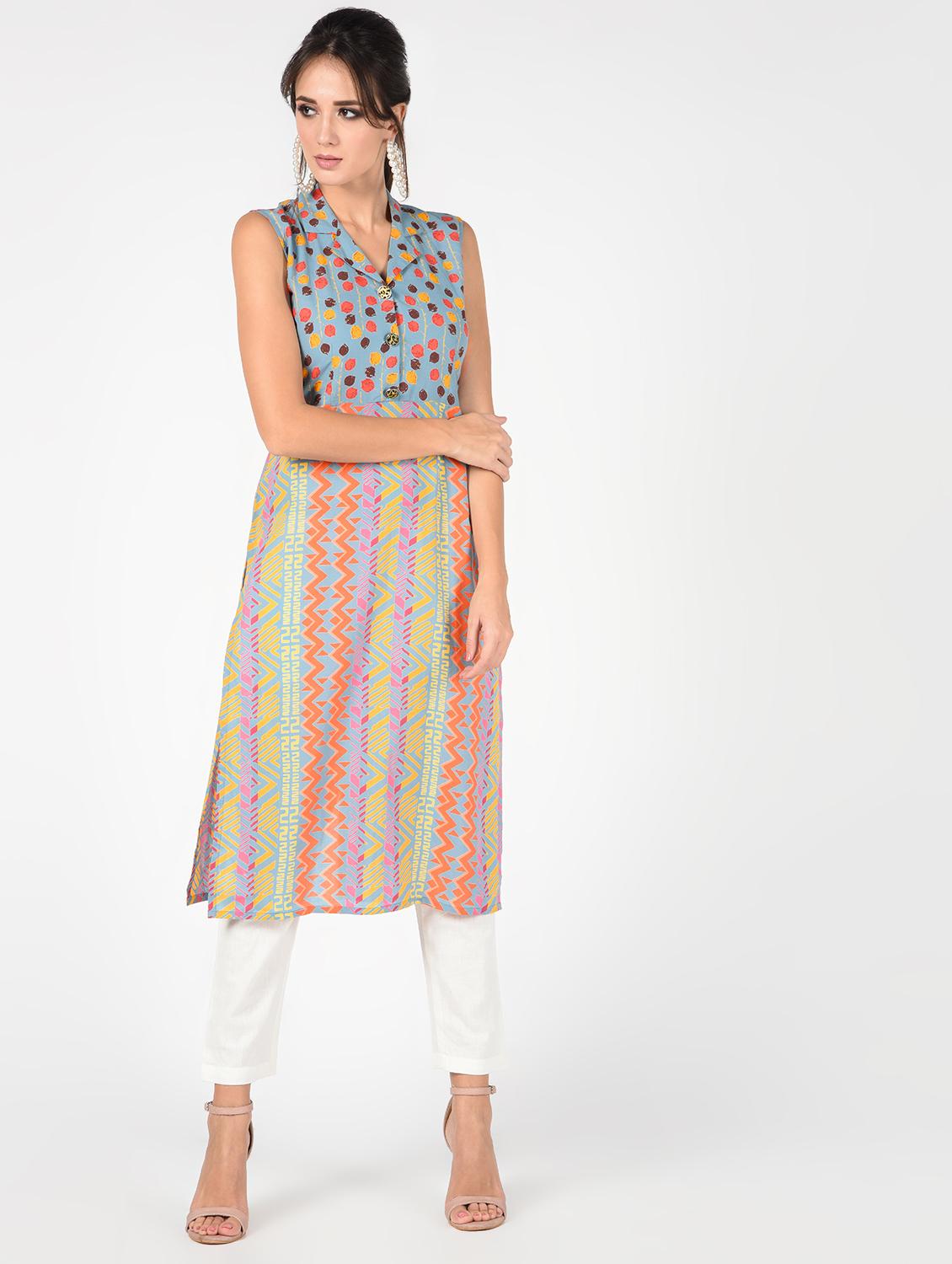 printed straight kurta pant set - 16346402 - Standard Image - 1