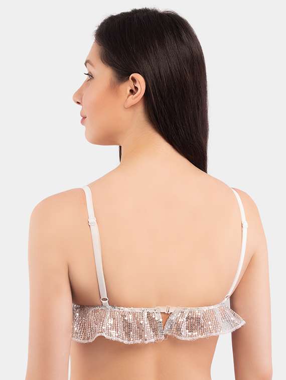 frill trim sequined bra  - 16346973 -  Standard Image - 1