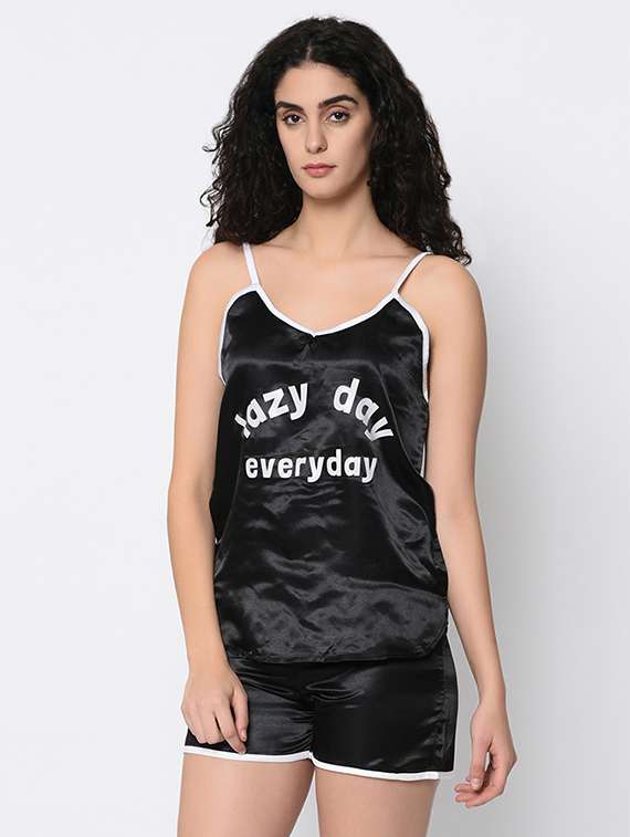 contrast piped nightwear set - 16347042 - Standard Image - 1