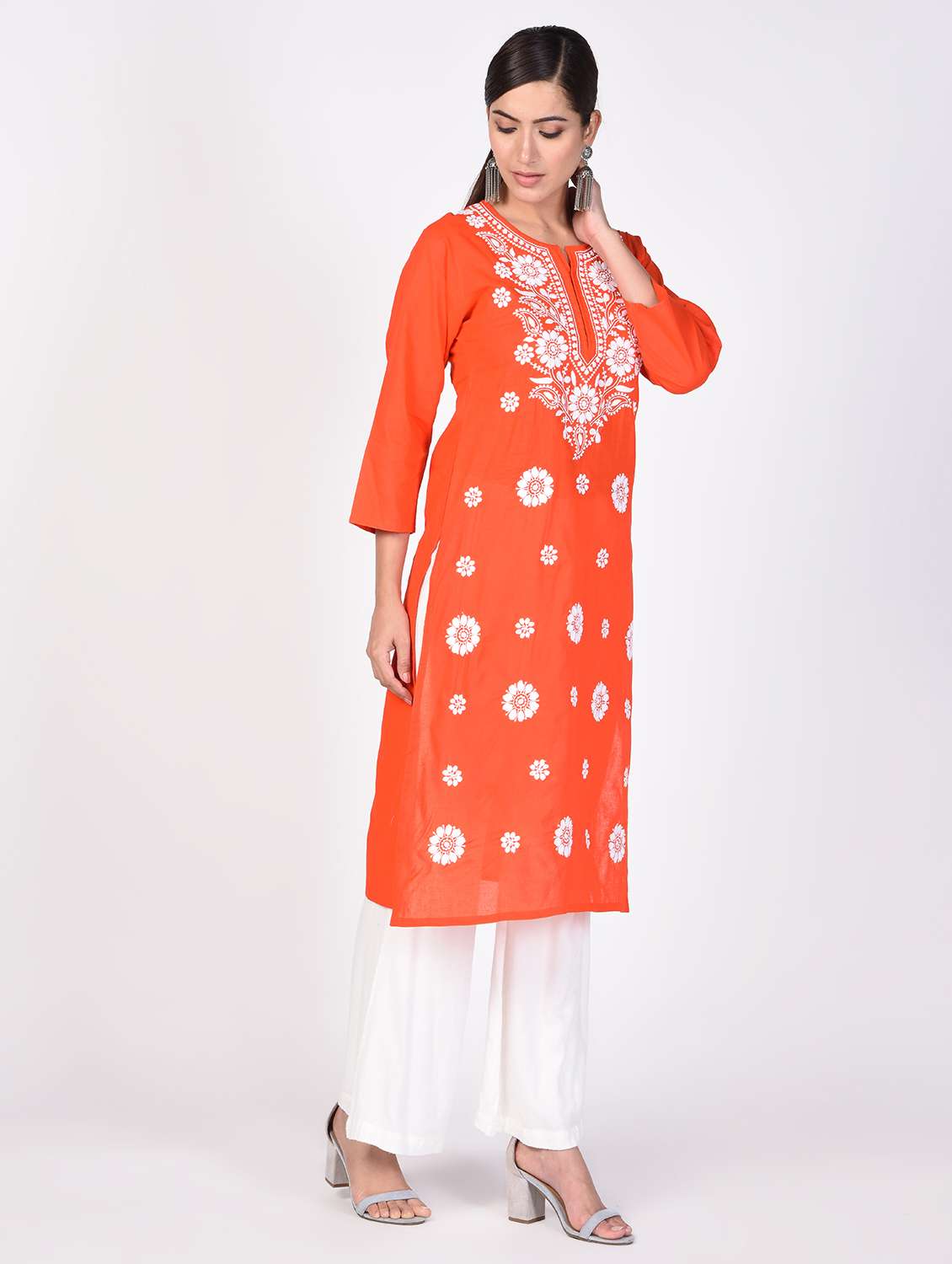 chikankari straight kurta - 16347070 - Standard Image - 1