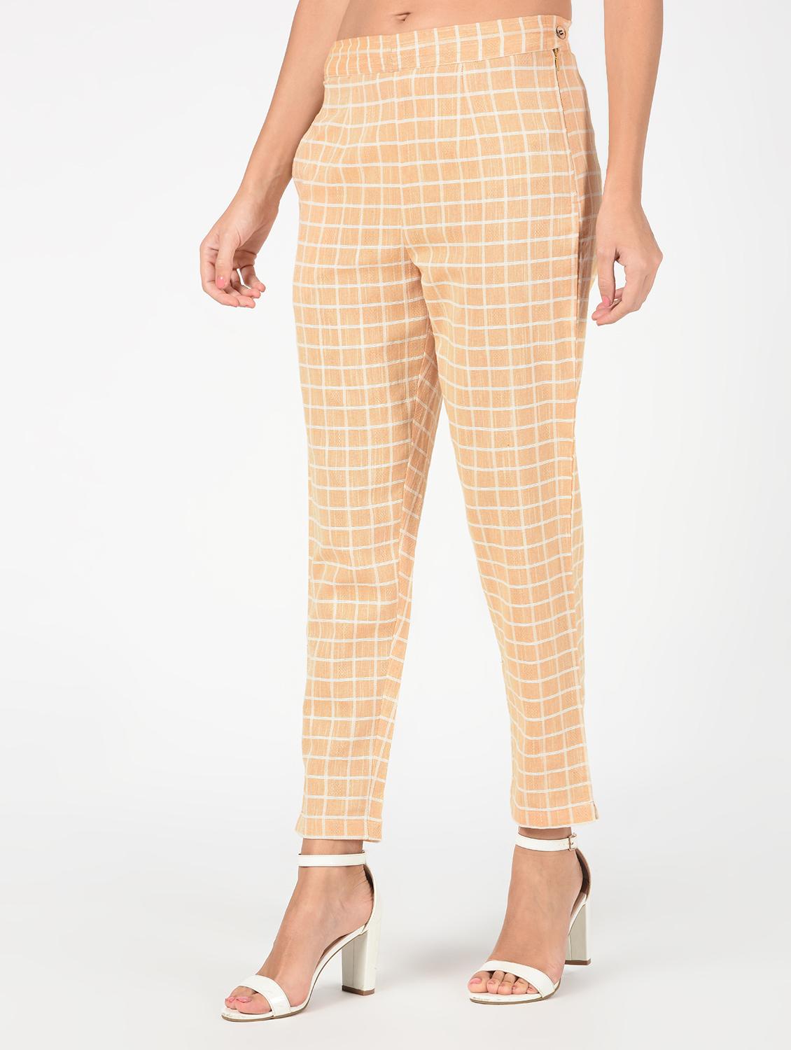 high rise checkered trouser - 16347138 - Standard Image - 1