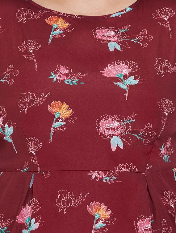 bell sleeved floral a-line dress - 16348904 - Standard Image - 4