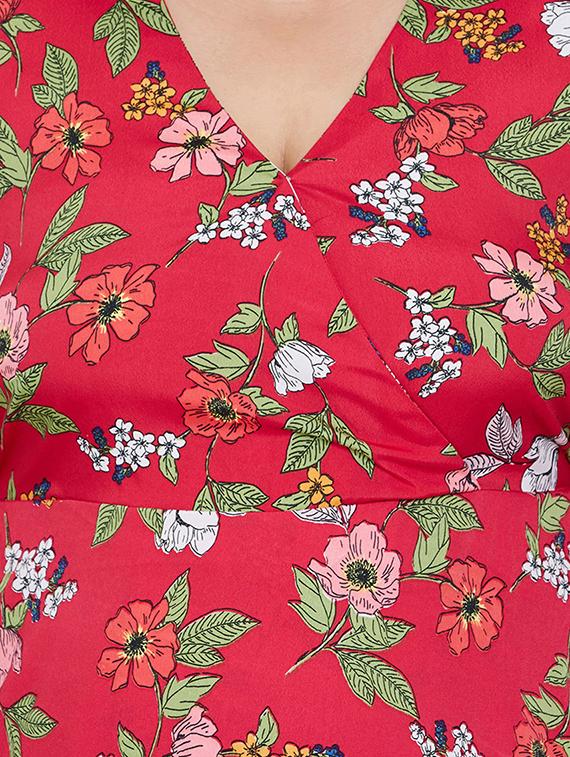 floral faux wrap plus dress - 16348914 - Standard Image - 4