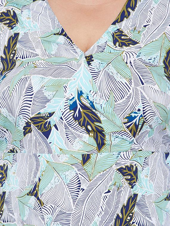 overlap neck tropical print plus dress - 16348916 - Standard Image - 4