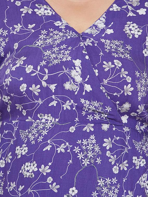 overlap neck floral a-line dress - 16348917 - Standard Image - 4