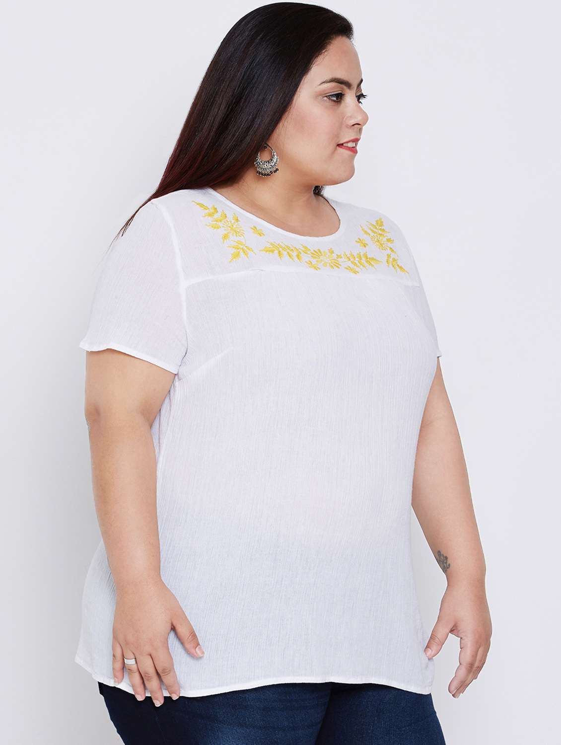 round neck floral plus tunic - 16348949 -  Standard Image - 1