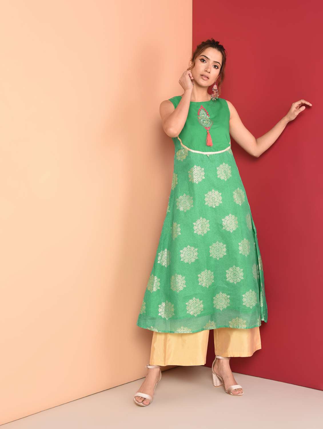 embroidered a-line kurta