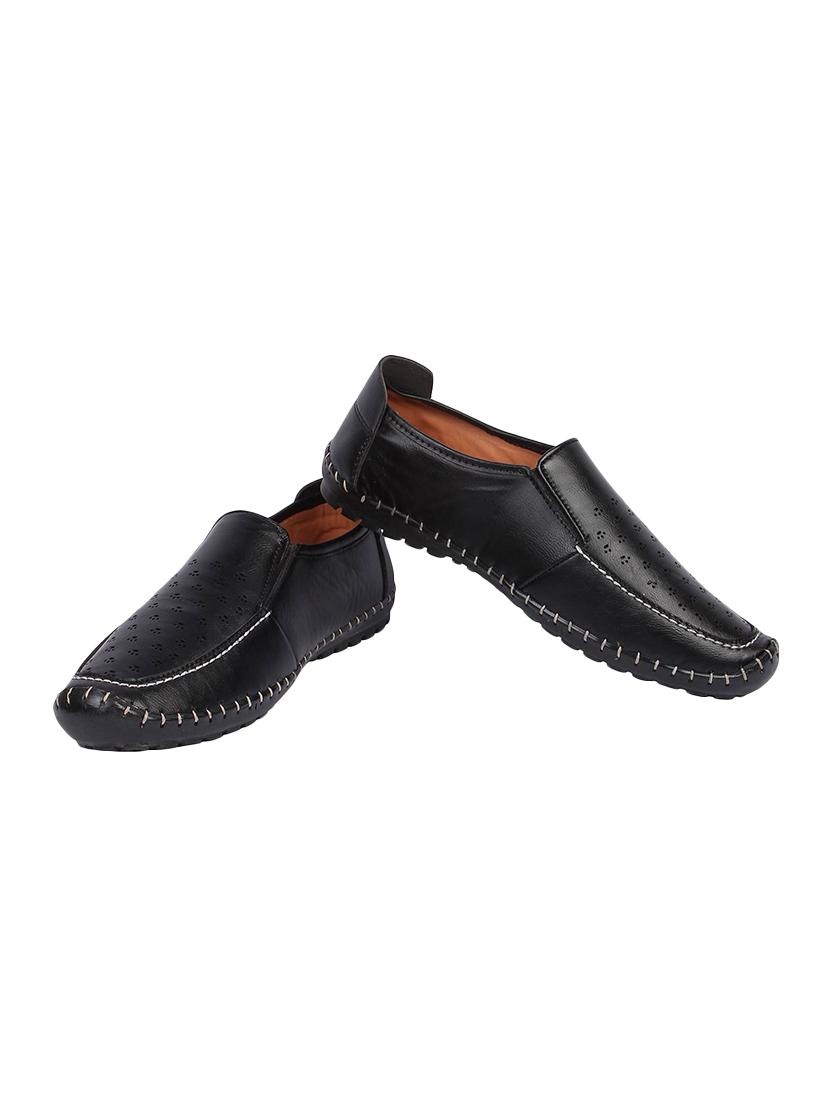 black leatherette slip on loafers - 16350888 -  Standard Image - 1