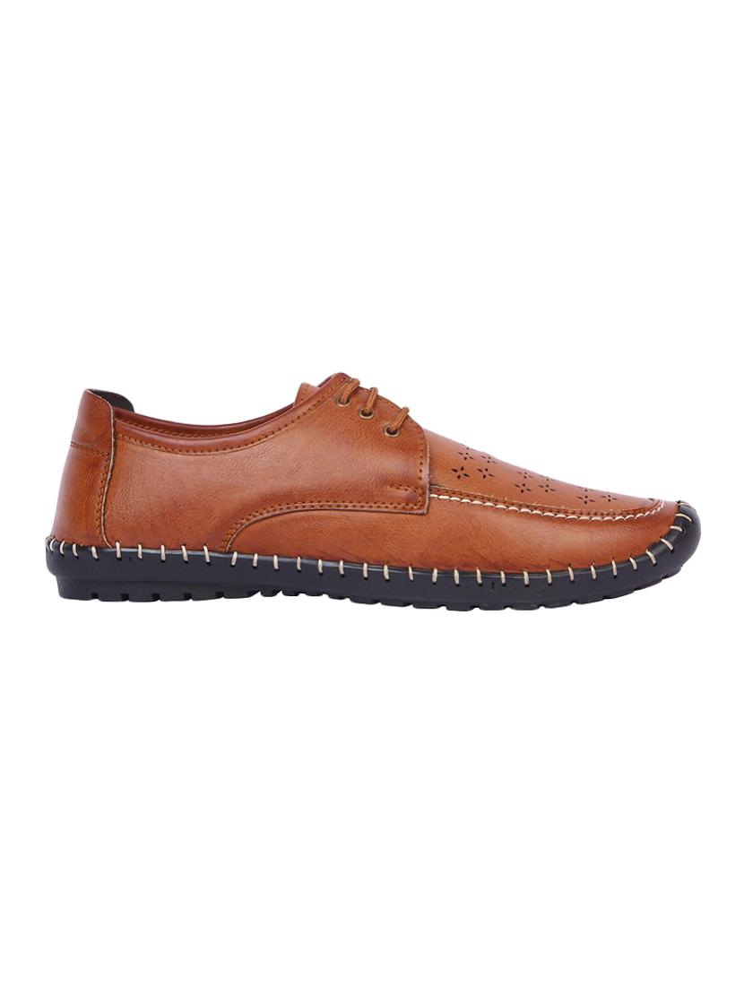tan leatherette lace up shoes - 16350891 -  Standard Image - 1