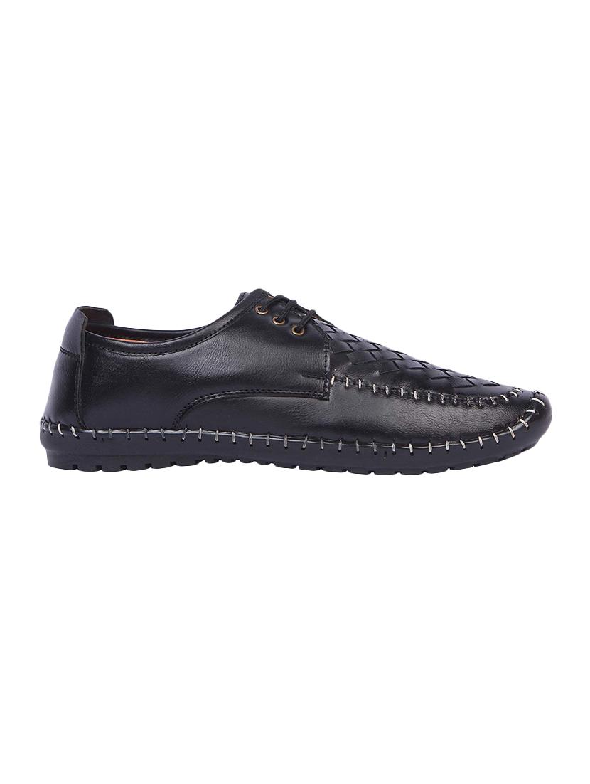 black leatherette lace up shoes - 16350892 - Standard Image - 1
