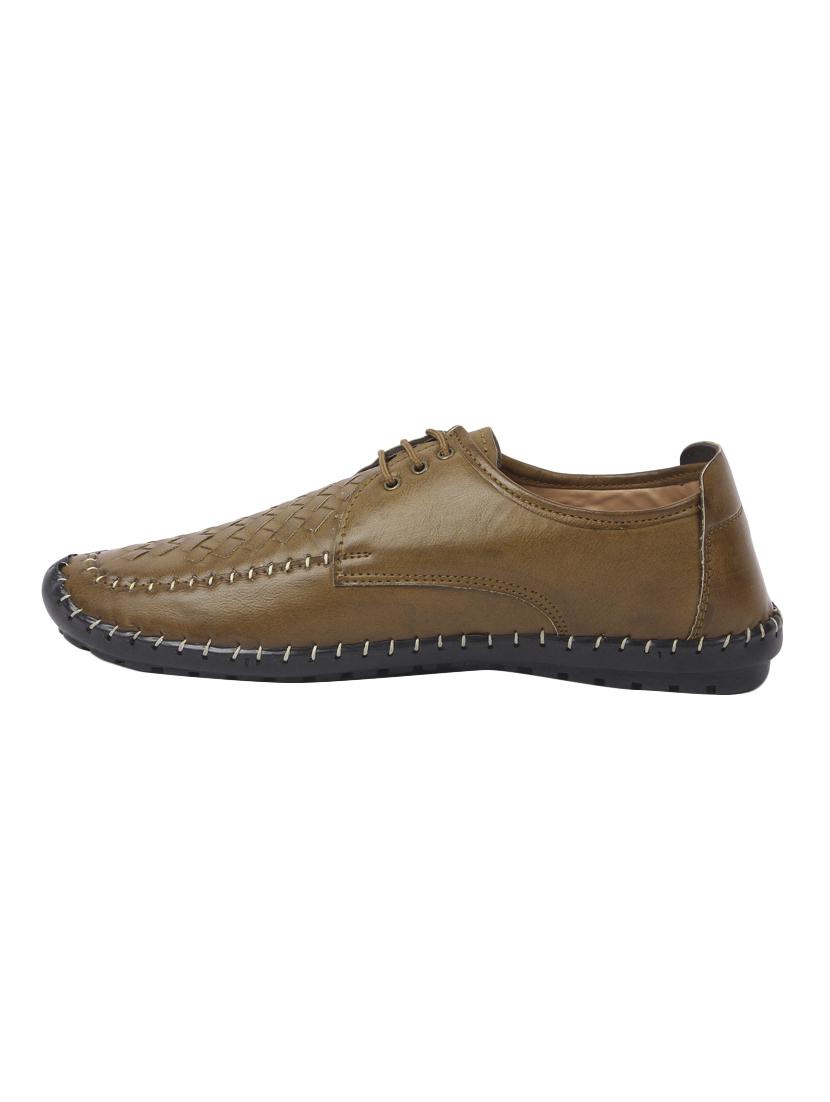 tan leatherette lace up shoes - 16350893 - Standard Image - 1