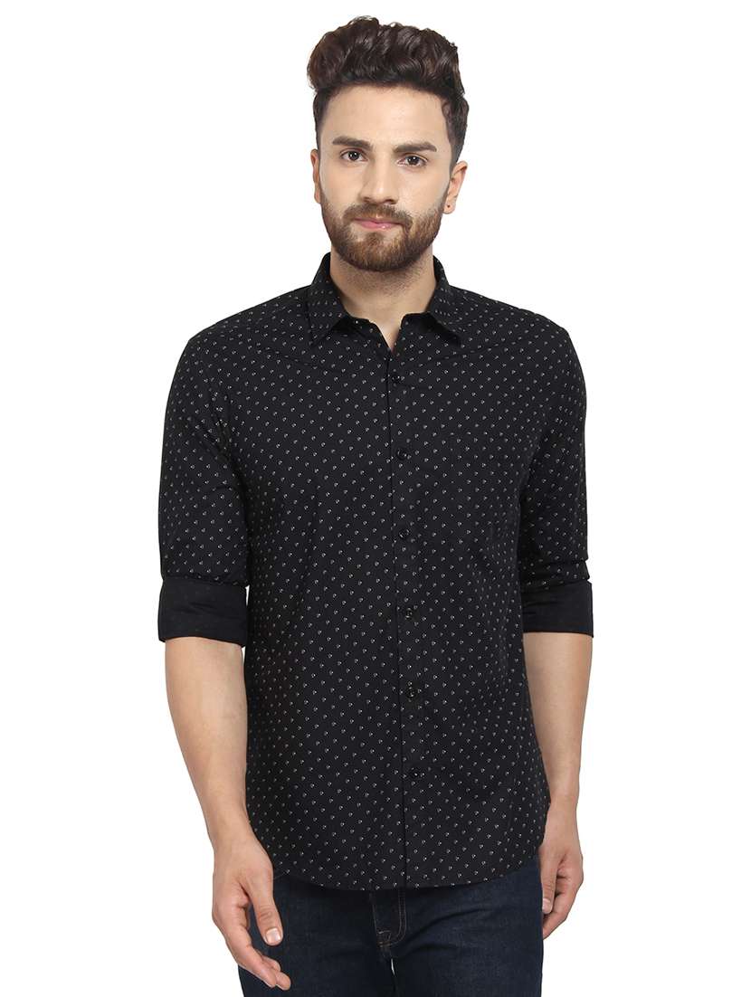 mens micro print casual shirt