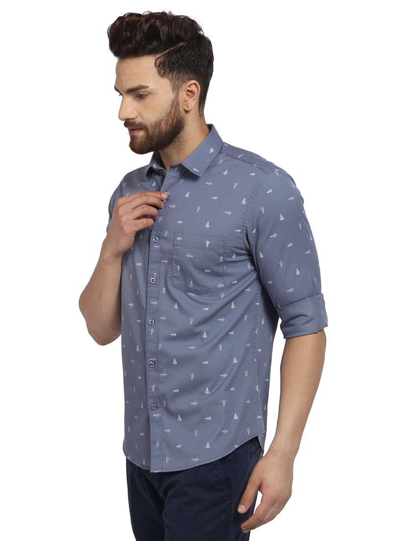 blue printed casual shirt - 16351780 -  Standard Image - 1