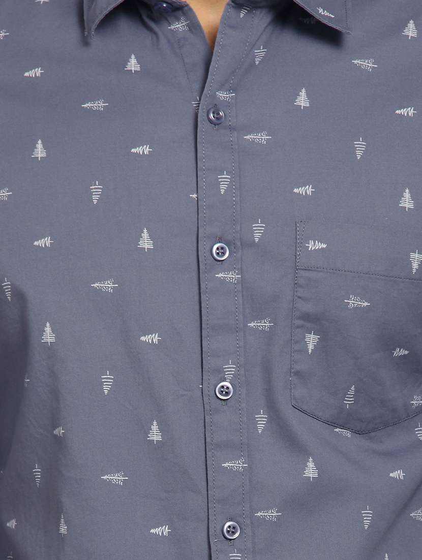 blue printed casual shirt - 16351780 - Standard Image - 4