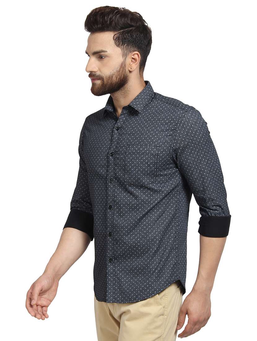 black self design casual shirt - 16351786 - Standard Image - 1