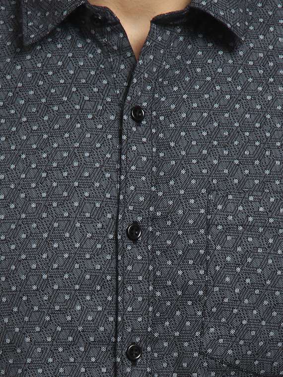 black self design casual shirt - 16351786 - Standard Image - 4