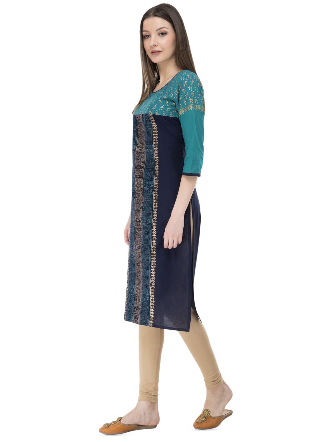 block print straight kurta - 16352841 - Standard Image - 1