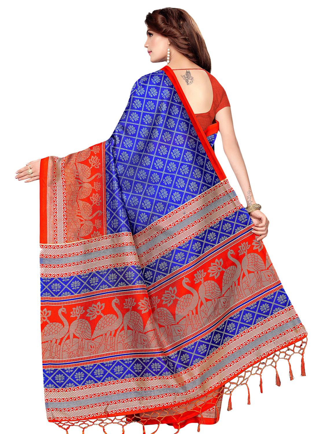 checkered printed mysore silk saree with blouse - 16353903 -  Standard Image - 1