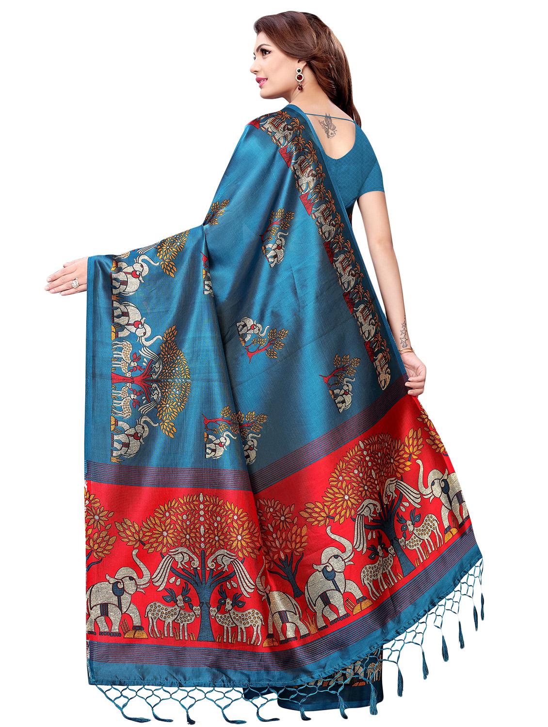 conversational printed mysore silk saree with blouse - 16353912 - Standard Image - 1