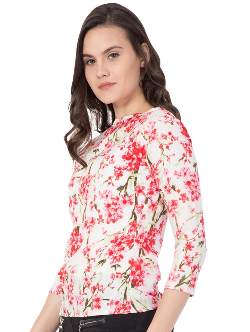 floral boat neck top - 16356985 - Standard Image - 1