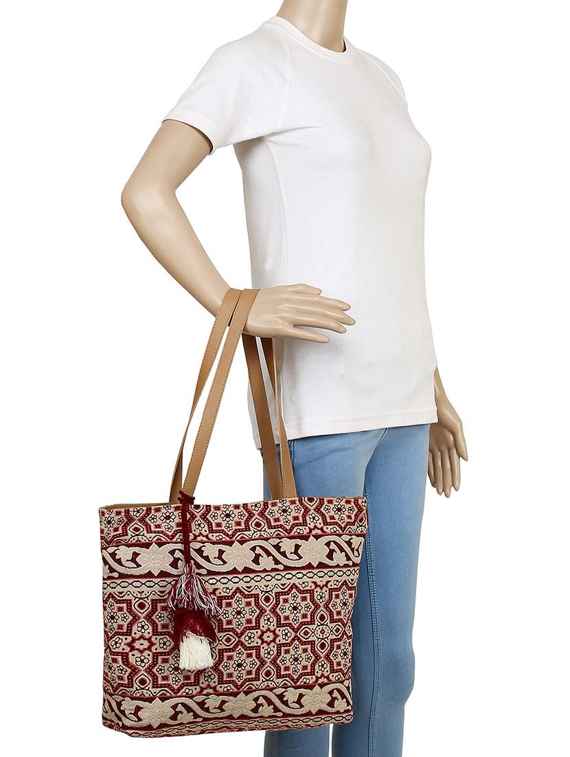 beige cotton regular tote - 16357215 - Standard Image - 4