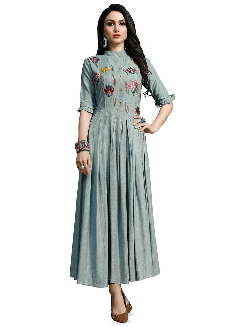 embroidered a-line kurta